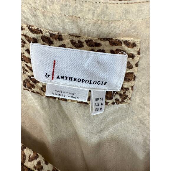 Anthropologie Tan Motif Brown Spotted Bolano Cheetah Print Midi Dress Size 6 - Picture 3 of 10